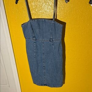 Denim Strapless Mini Dress - Blue